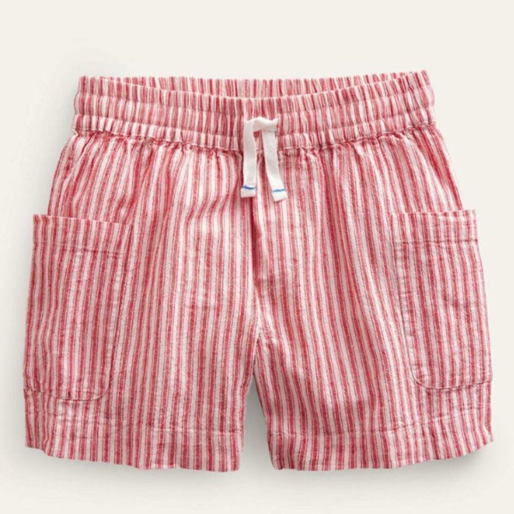 Mini Boden Stripe Pocket Shorts, Strawberry Tart Red Size 4Y